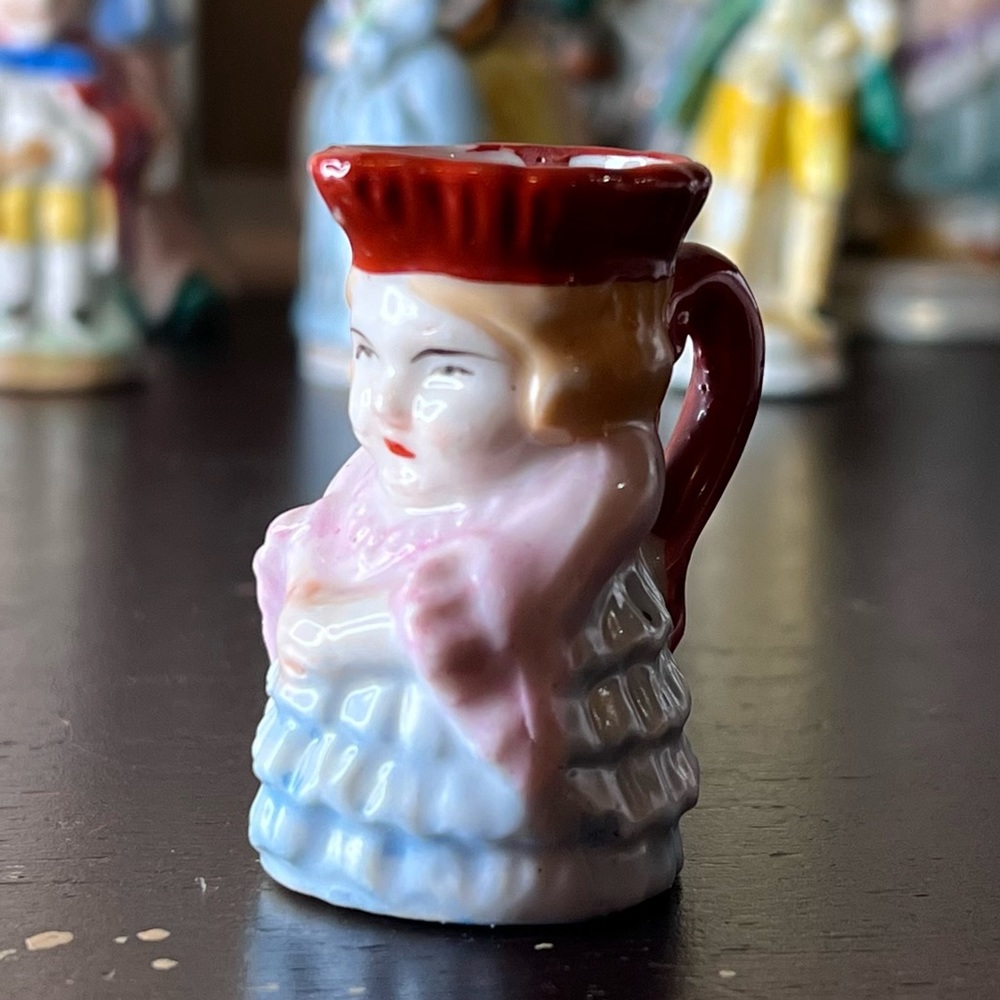 Vintage 1940's Toby Mini Mug Pitcher, Character Jug, Barware, Victorian Lady